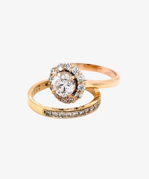 1ct halo wedding ring set